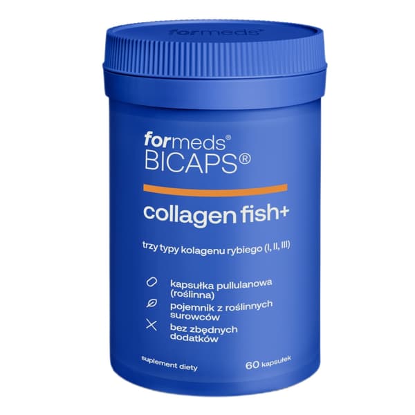 Formeds BICAPS COLLAGEN FISH+ fiskkollagen hyaluronsyra LEDER 60 kapslar.