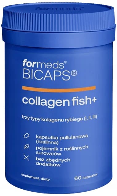 Formeds BICAPS COLLAGEN FISH+ fiskkollagen hyaluronsyra LEDER 60 kapslar.