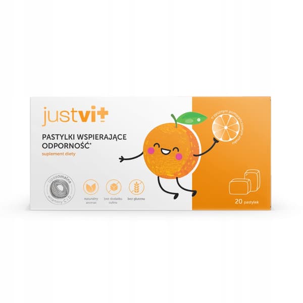 JUSTVIT Immunitetsstödjande sugtabletter Apelsinsmak 20 sugtabletter