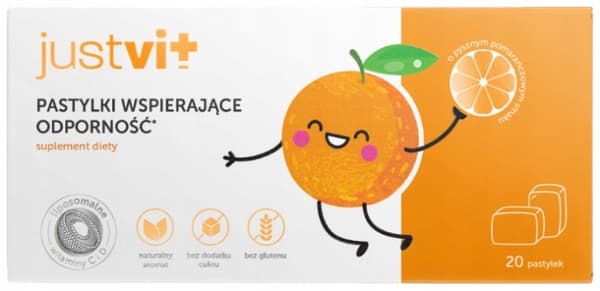 JUSTVIT Immunitetsstödjande sugtabletter Apelsinsmak 20 sugtabletter