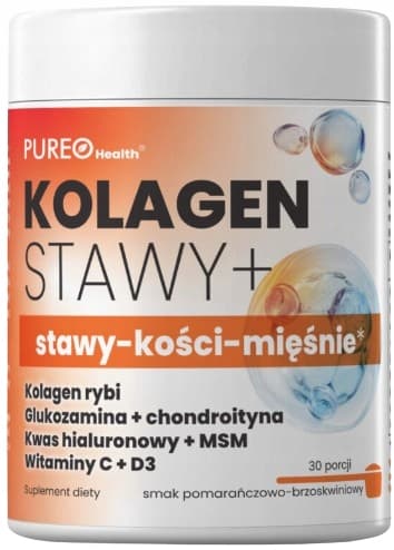 PUREO HEALTH Kollagen Joints+ pulver apelsin persika 120 g