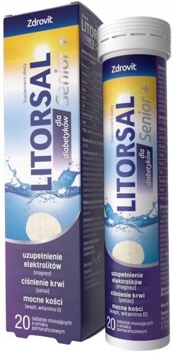 LITORSAL SENIOR+ för diabetiker elektrolyter apelsinsmak 20 tabletter mousse