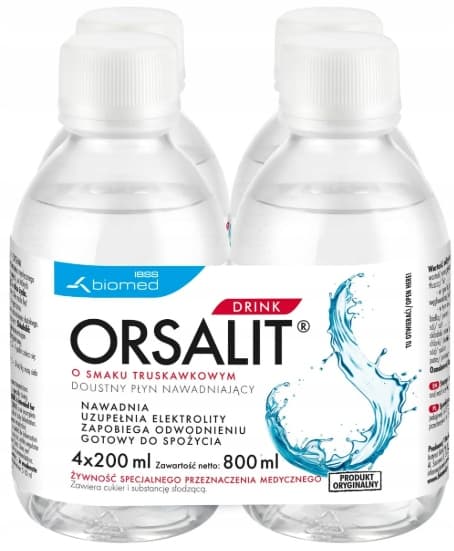 ORSALIT Drikkeelektrolytter jordbærsmag 4 x 200 ml
