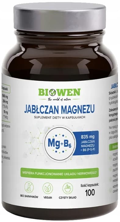 BIOWEN Magnesiummalat 835 mg med vitamin B6 nervsystemet 100 kapslar