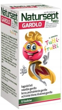 Natursept Med THROAT Lollipops för barn tutti-frutti-smak 6 bitar