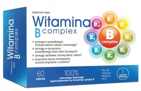 MBM Vitamin B-komplex vitamin B1 B6 B12 60 tabletter.