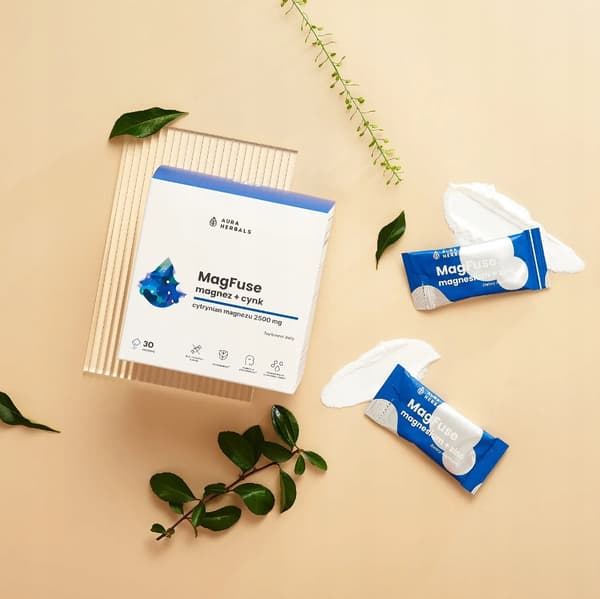 Aura Herbals MagFuse Magnesium + Zink IMMUNITETSSTRESSVÄCKNINGAR 30 påsar