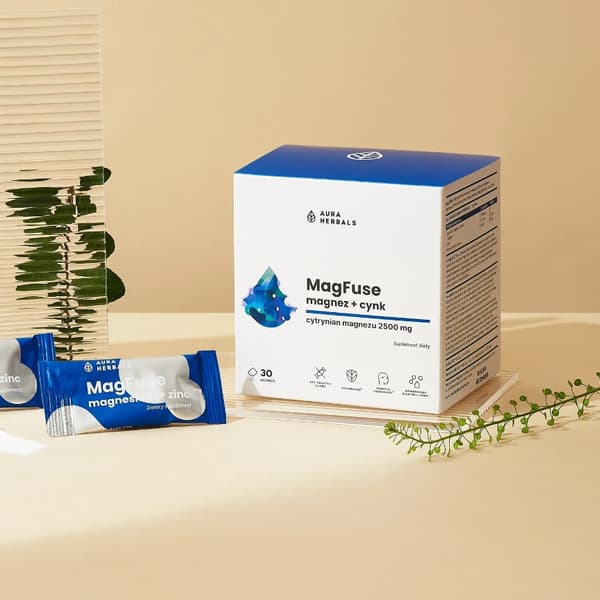 Aura Herbals MagFuse Magnesium + Zink IMMUNITETSSTRESSVÄCKNINGAR 30 påsar