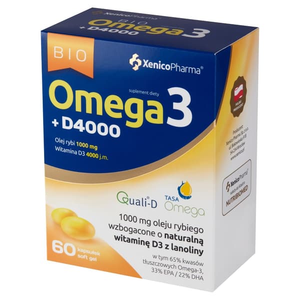 Bio Omega3 + vitamin D3 4000 60 kapslar.