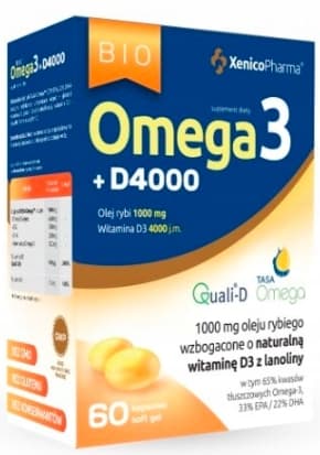 Bio Omega3 + vitamin D3 4000 60 kapslar.