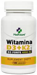 Miniatyrbild 1 av 3: VITAMIN D3 4000 + K2 MK-7 FORTE MedFuture 120 flikar