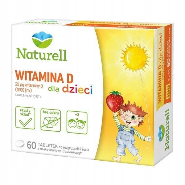 Naturell Vitamin D 25µg för barn tuggtabletter 60 bitar