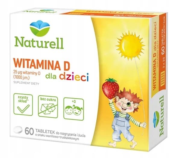 Naturell Vitamin D 25µg för barn tuggtabletter 60 bitar