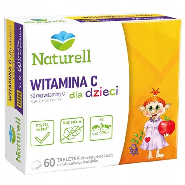 Naturell C-vitamin 50 mg tuggtabletter för barn 60 bitar