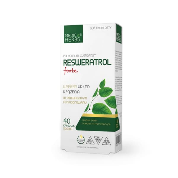 Medica Herbs RESWERATROL FORTE 500 mg Japansk knott CIRCULATION 40 kapslar.