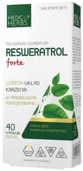 Miniatyrbild 1 av 5: Medica Herbs RESWERATROL FORTE 500 mg Japansk knott CIRCULATION 40 kapslar.