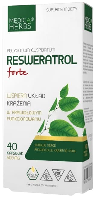 Medica Herbs RESWERATROL FORTE 500 mg Japansk knott CIRCULATION 40 kapslar.