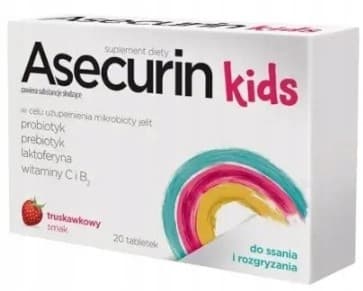 Asecurin Kids probiotiska prebiotika 20 sugtabletter