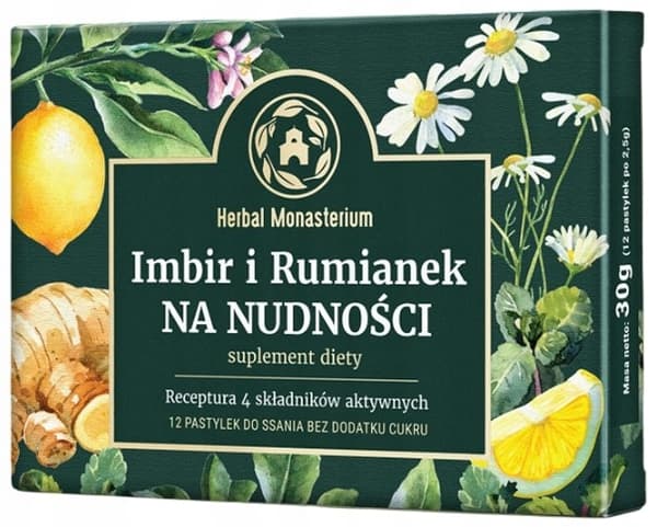 Herbal Monasterium ingefära och kamomill mot illamående 12 sugtabletter