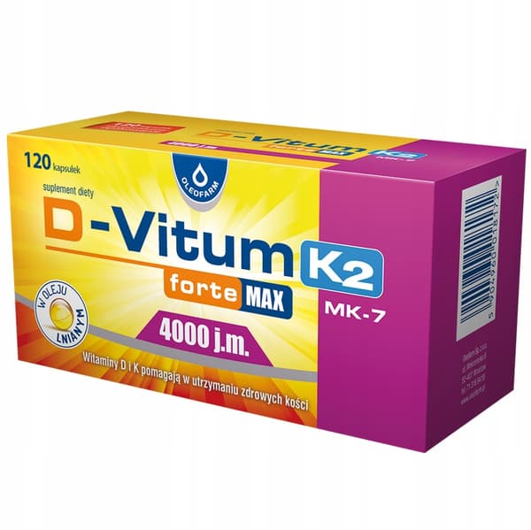 Oleofarm D-Vitum Forte MAX 4000 IE K2 vitamin D och K IMMUNITET 120 kapslar.