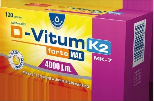 Oleofarm D-Vitum Forte MAX 4000 IE K2 vitamin D och K IMMUNITET 120 kapslar.