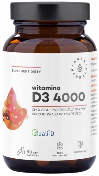 Aura Herbals VITAMIN D3 4000 IE 90 kapslar