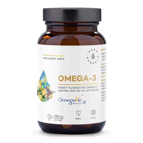 Aura Herbals Omega-3 1200 mg Omega-3 EPA DHA 120 kapslar