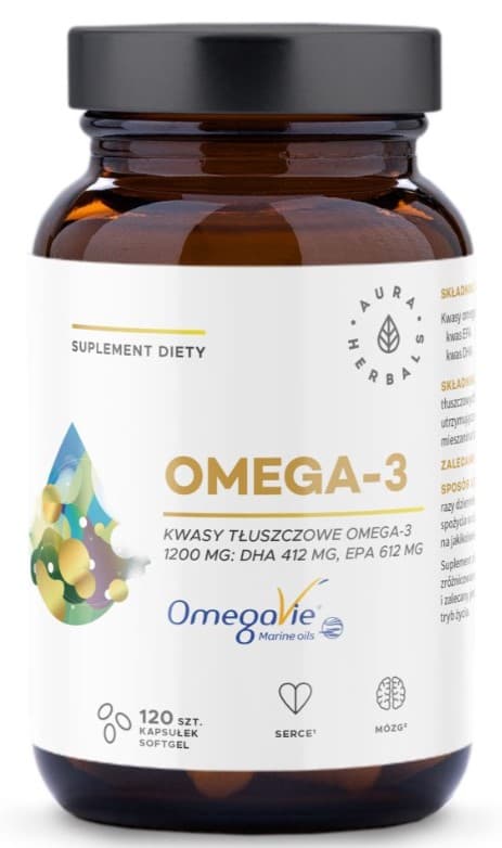 Aura Herbals Omega-3 1200 mg Omega-3 EPA DHA 120 kapslar