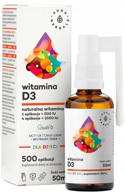 Aura Herbals D3-vitamin til børn MCT-aerosolspray 50 ml