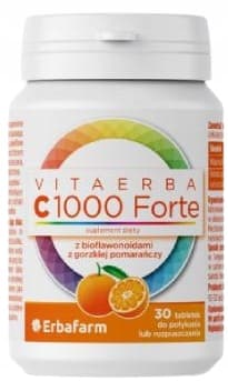 VITAERBA C1000 FORTE C-vitamiini IMMUNITEETTI STRESSI VÄSYMYS Erbafarm 30 tabl.