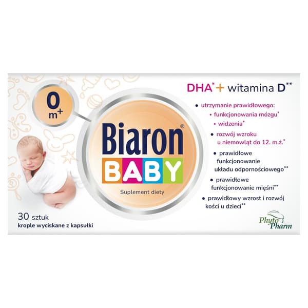 BIOARON BABY 0m+ vitamin D DHA för spädbarn 30 kapslar. twist off