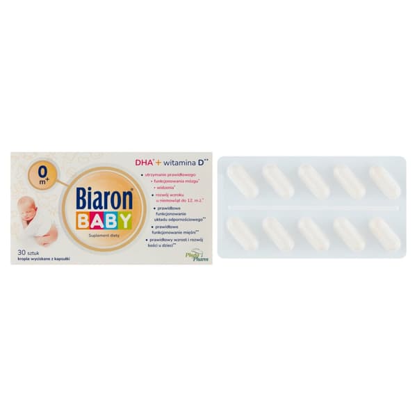 BIOARON BABY 0m+ vitamin D DHA för spädbarn 30 kapslar. twist off