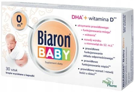 BIOARON BABY 0m+ vitamin D DHA för spädbarn 30 kapslar. twist off