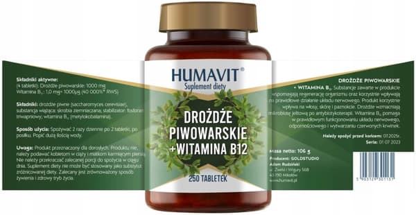 HUMAVIT Öljäst + Vitamin B12 NERVSYSTEMET IMMUNITET 250 tabletter.
