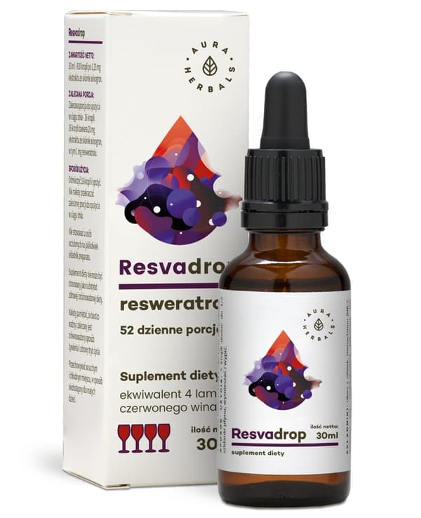 Aura Herbals RESVADROP RESWERATROL Druvskalsextraktdroppar 30 ml
