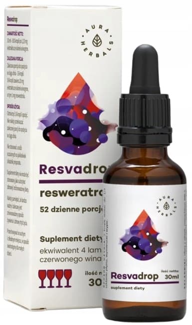 Aura Herbals RESVADROP RESWERATROL Druvskalsextraktdroppar 30 ml