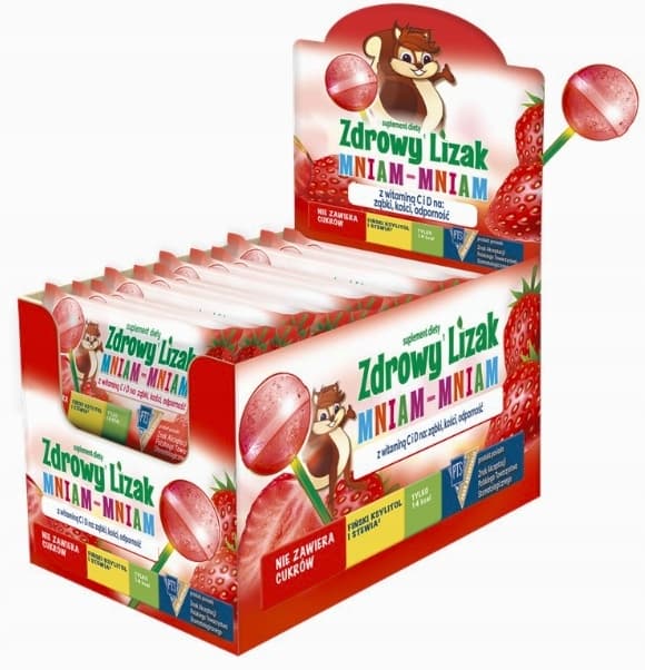 Hälsosam Lollipop YUM-YUM vitaminer mineraler jordgubbssmak 40 st.