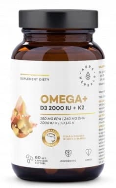 Aura Herbals OMEGA + VITAMIN D3 2000 IE + K2 60 kapslar
