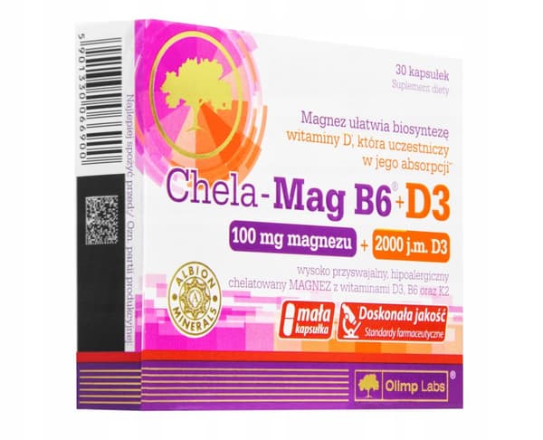 OLIMP CHELA-MAG B6+D3 MAGNESIUMVITAMIN D3 B6 K2 30 kapslar