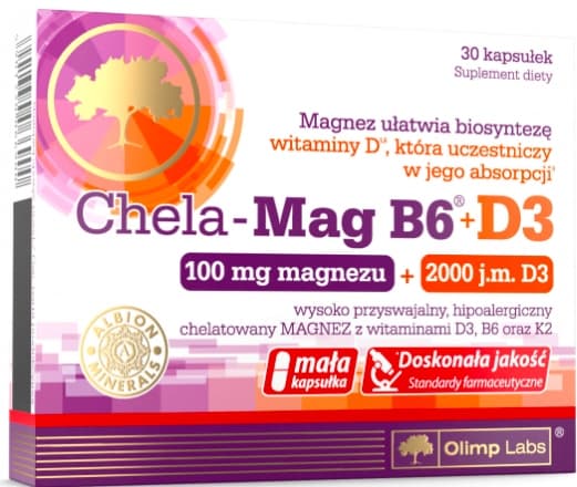 OLIMP CHELA-MAG B6+D3 MAGNESIUMVITAMIN D3 B6 K2 30 kapslar
