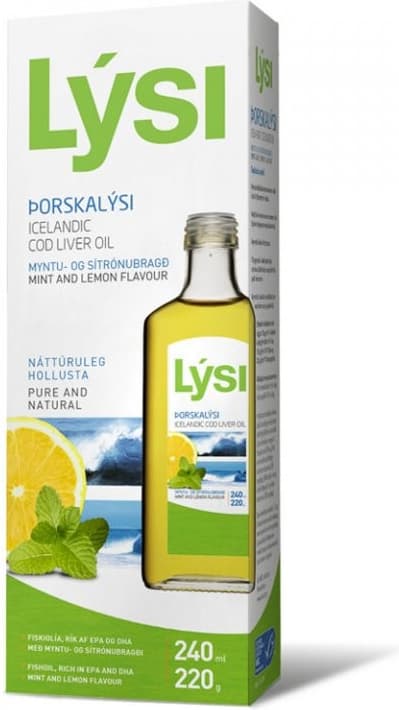 LYSI Islandsk torskelevertran med citron-myntesmag og omegasyrer 240 ml