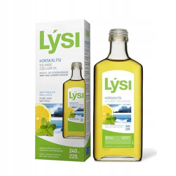 LYSI Islandsk torskelevertran med citron-myntesmag og omegasyrer 240 ml