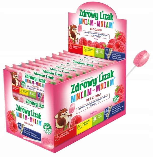 Hälsosam Lollipop YUM-YUM vitaminer mineraler hallonsmak 40 st.