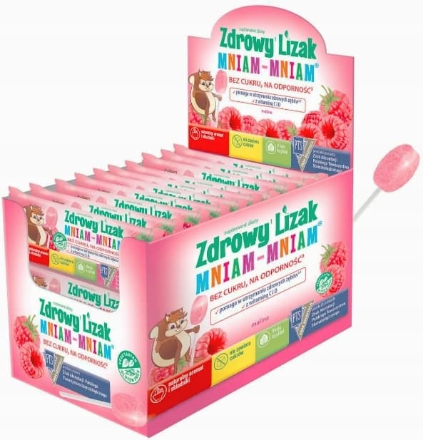Hälsosam Lollipop YUM-YUM vitaminer mineraler hallonsmak 40 st.
