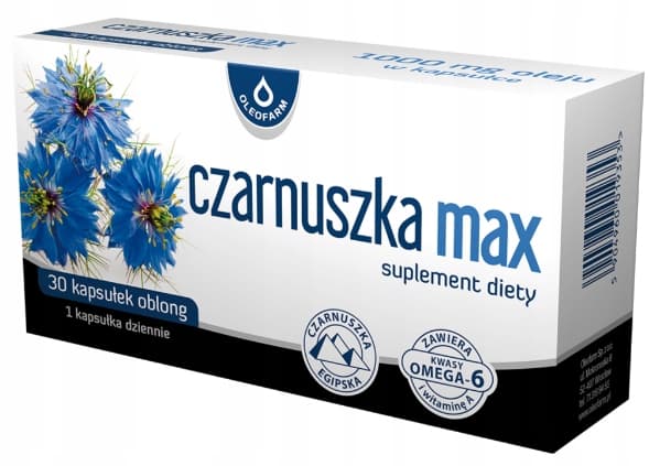 OLEOFARM Sort spidskommen MAX sort spidskommenolie OMEGA SYRER immunitet 30 kapsler.