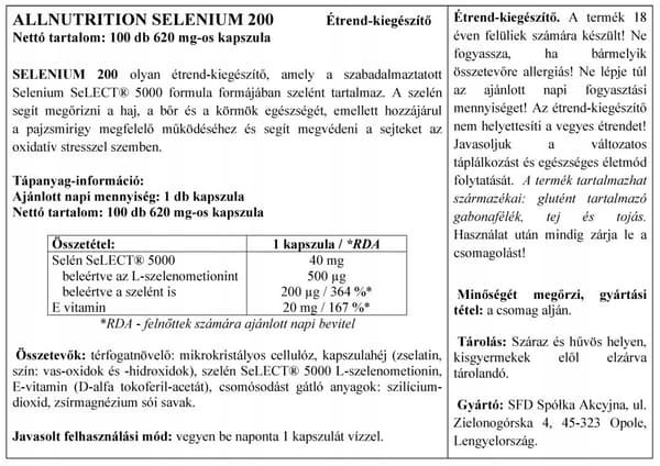 SFD ALLNUTRITION Selen 200 selen 100 kapslar.