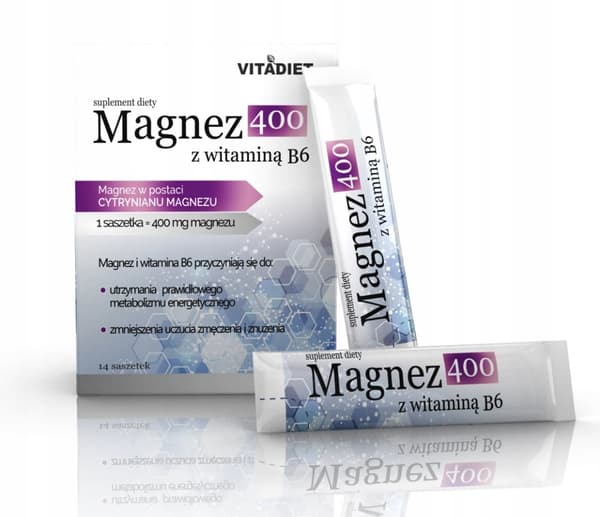 MAGNESIUM 400 med vitamin B Vitadiet 14 dospåsar