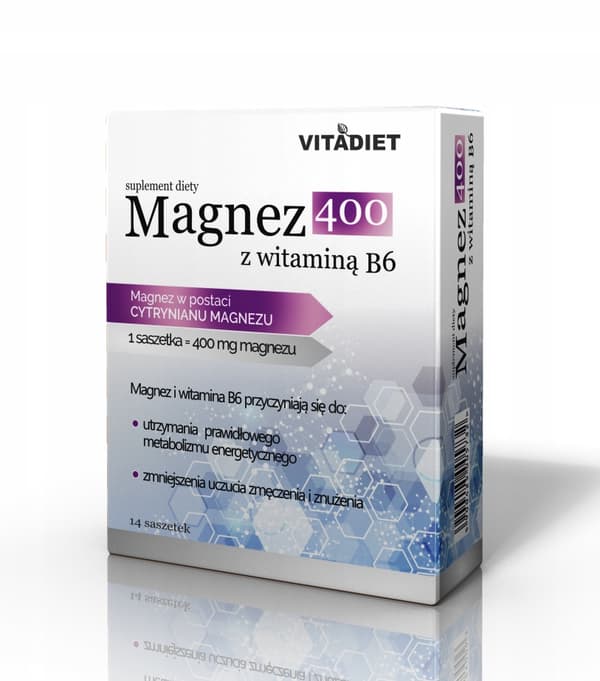 MAGNESIUM 400 med vitamin B Vitadiet 14 dospåsar
