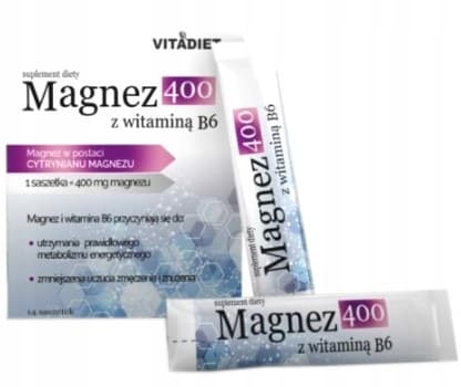 MAGNESIUM 400 med vitamin B Vitadiet 14 dospåsar