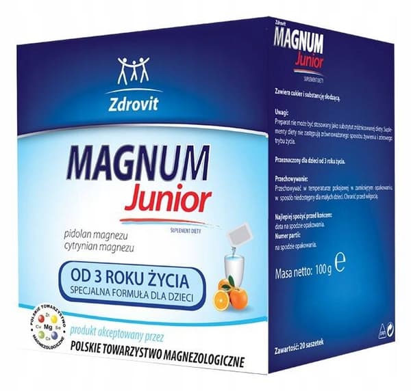 Zdrovit Magnum Junior magnesium för barn 20 dospåsar